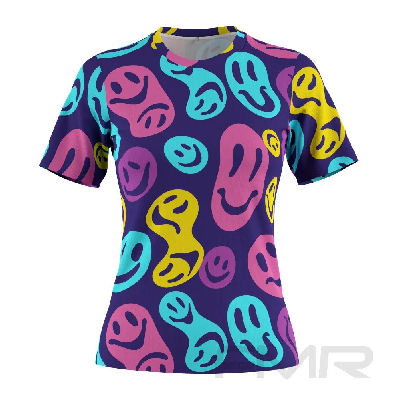 FMR Emoji Women's Short Sleeve T-Shirt Front Pockets Side Pockets Patch Pockets