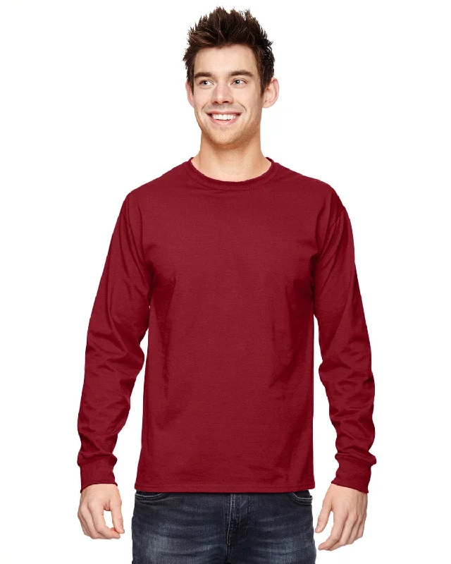 Fruit of the Loom Lightweight Long Sleeve T-Shirt | Crimson Cotton Fabric Linen Fabric Terry Fabric