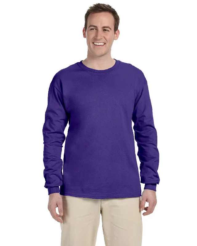 Fruit of the Loom Lightweight Long Sleeve T-Shirt | Purple Lace Blend Ribbed Blend Corduroy Blend