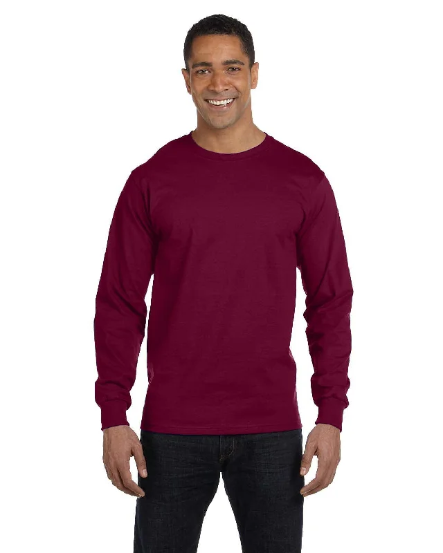 Gildan 50/50 Long Sleeve T-Shirt | Maroon Terry Blend Velvet Blend Canvas Blend