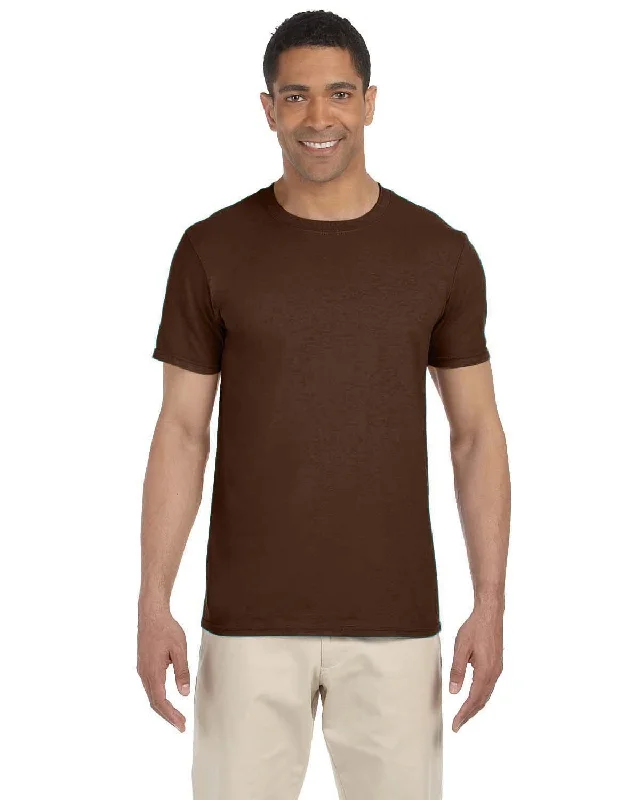 Gildan SoftStyle T-Shirt | Dark Chocolate Collared T-Shirt Boat Neck A-Line