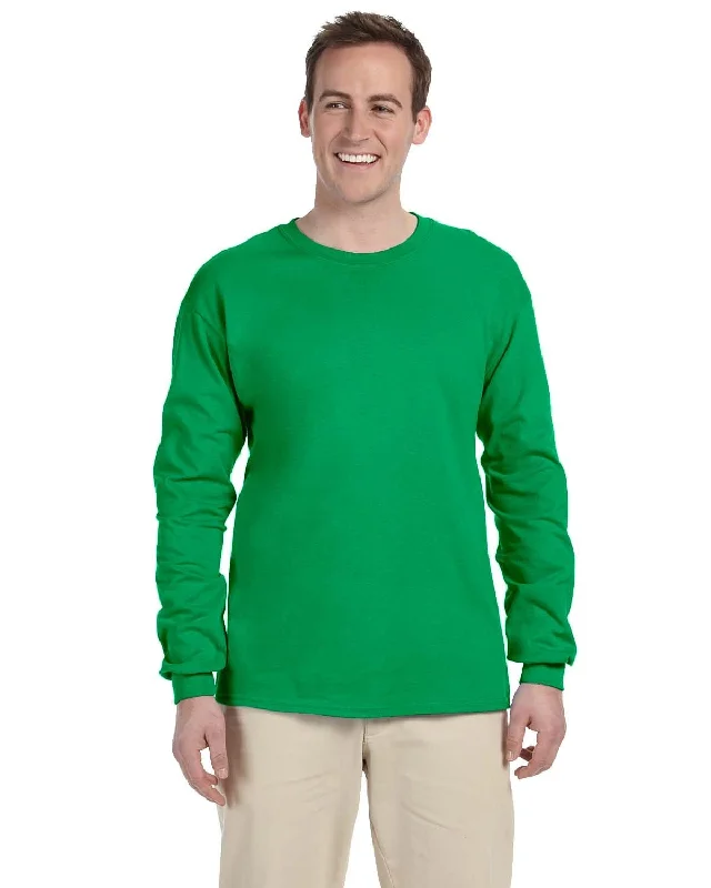 Gildan Ultra Cotton Heavyweight Long Sleeve T-Shirt | Irish Green Mesh Fabric Canvas Fabric Denim Fabric