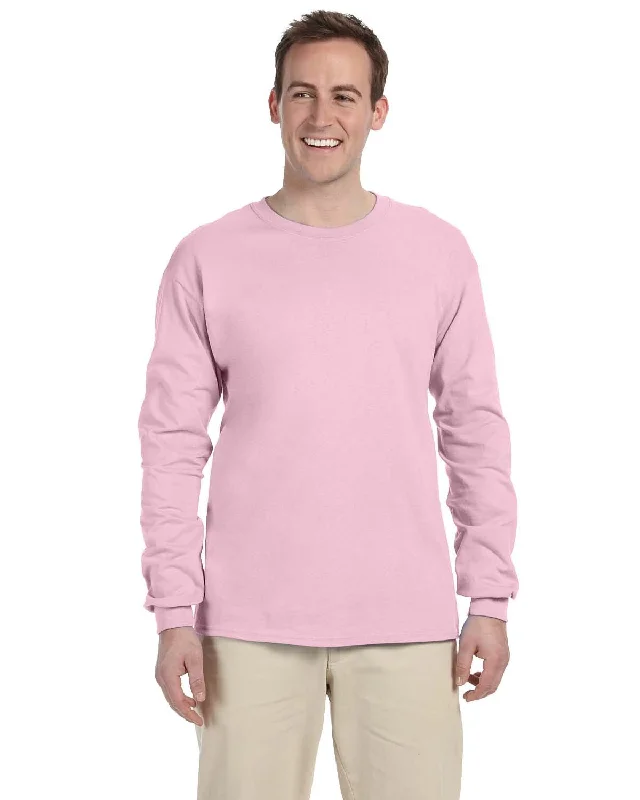 Gildan Ultra Cotton Heavyweight Long Sleeve T-Shirt | Light Pink Notch Collar Peter Pan Collar Cowl Neck