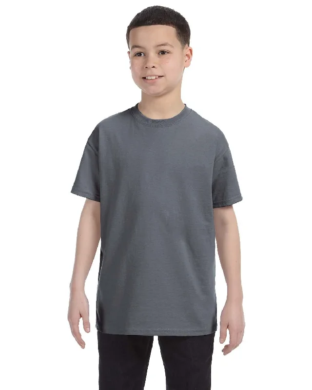 Gildan Youth Lightweight 100% Cotton T-Shirt | Charcoal Zippered Buttoned Snapped