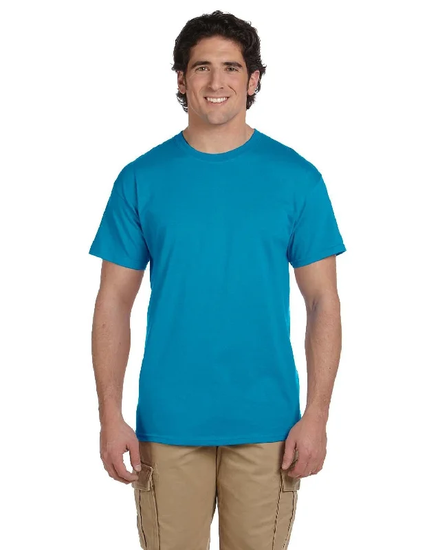 Hanes ComfortBlend 50/50 T-Shirt | Teal Collared Crew Neck Turtle Neck