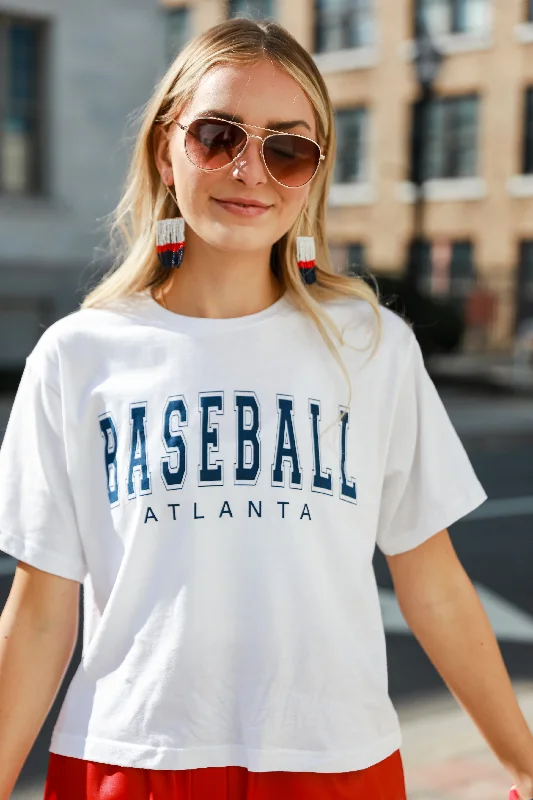 Baseball Atlanta Cropped Tee Graphic T-Shirt Round Neck Polyester