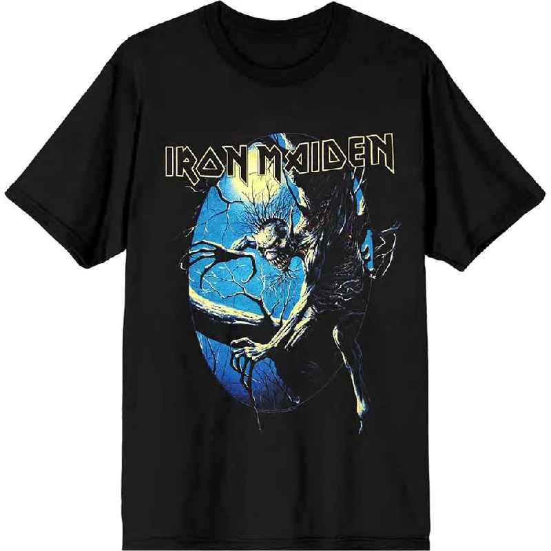 Iron Maiden | Official Band T-shirt | Fear of the Dark Oval Eddie Moon (Back Print) Hooded Caped Shawl Collar Iron Maiden | Official Band T-shirt | Fear of the Dark Oval Eddie Moon (Back Print) Hooded Caped Shawl Collar