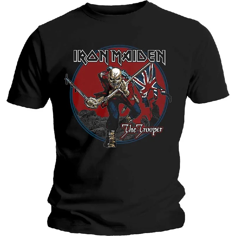 Iron Maiden | Official Band T-Shirt | Trooper Red Sky Embroidered Appliqued Beaded