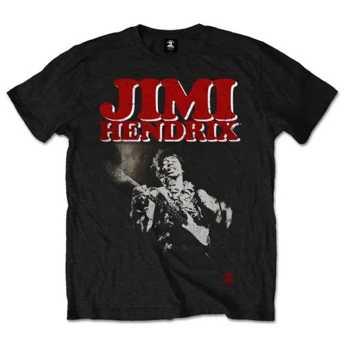 Jimi Hendrix | Official Band T-Shirt | Block Logo Spandex Blend Rayon Blend Denim Blend