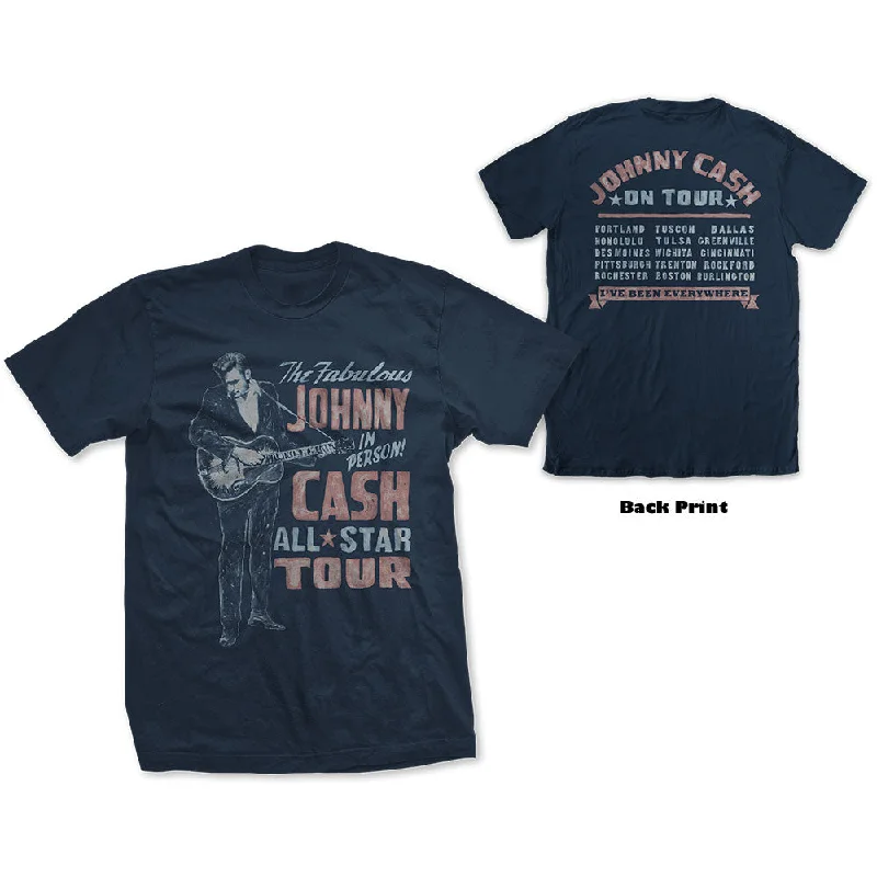 Johnny Cash | Official Band T-Shirt | All Star Tour (Back Print) Nylon Fabric Polyester Fabric Spandex Fabric