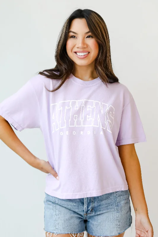 Lavender Athens Georgia Cropped Tee Mesh Fabric Canvas Fabric Denim Fabric