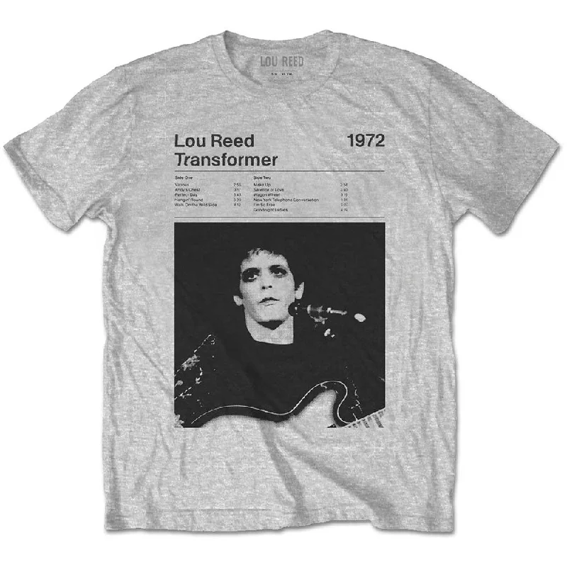 Lou Reed | Official Band T-Shirt | Transformer Track List Graphic Embroidered Appliqued Lou Reed | Official Band T-Shirt | Transformer Track List Graphic Embroidered Appliqued