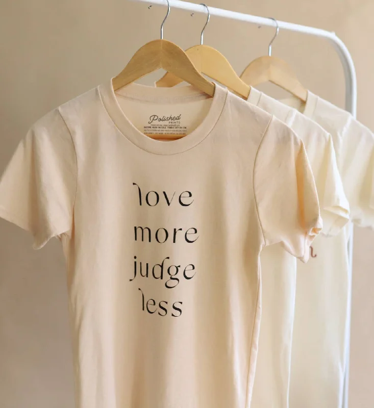 Love More, Judge Less Women Tee Collared T-Shirt Boat Neck A-Line
