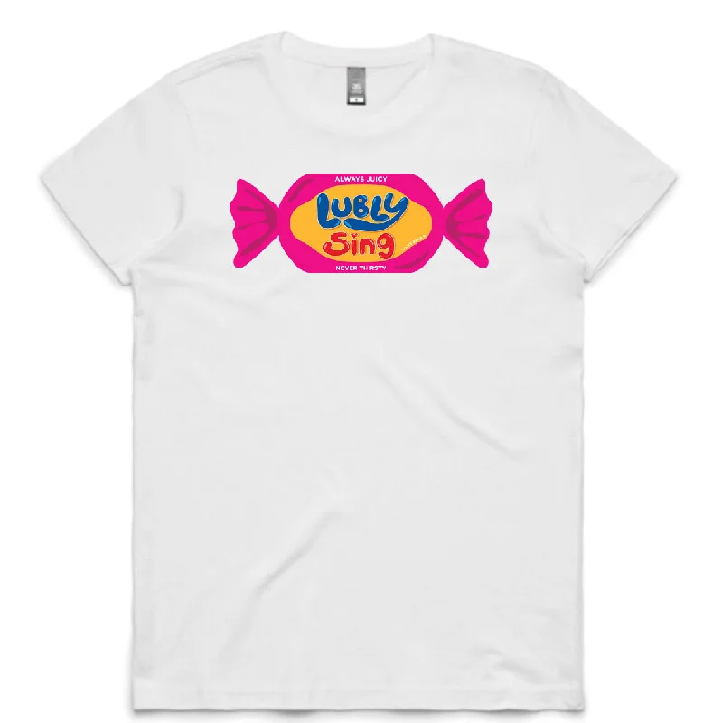 Lubly Sing Womens Tee (Bubble Gum) Oversized T-Shirt Spandex breathable