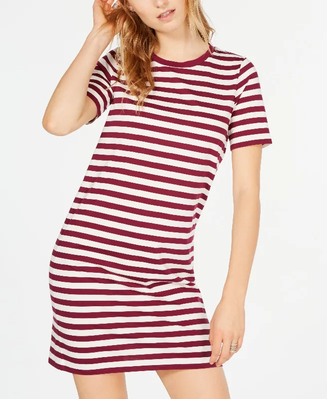 Michael Michael Kors Striped T-Shirt Dress Satin Blend Silk Blend Wool Blend