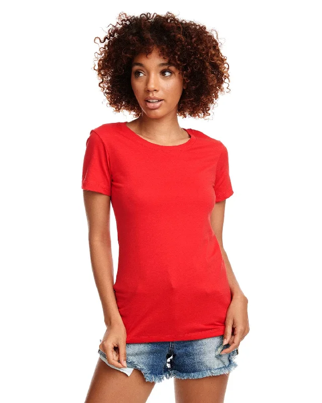 Next Level Ladies Ideal Short Sleeve Crew Tee | Red Mesh Canvas Denim