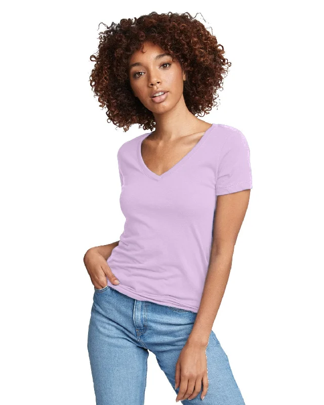 Next Level Ladies Ideal V-Neck Tee | Lilac Seamless Knitted Crochet