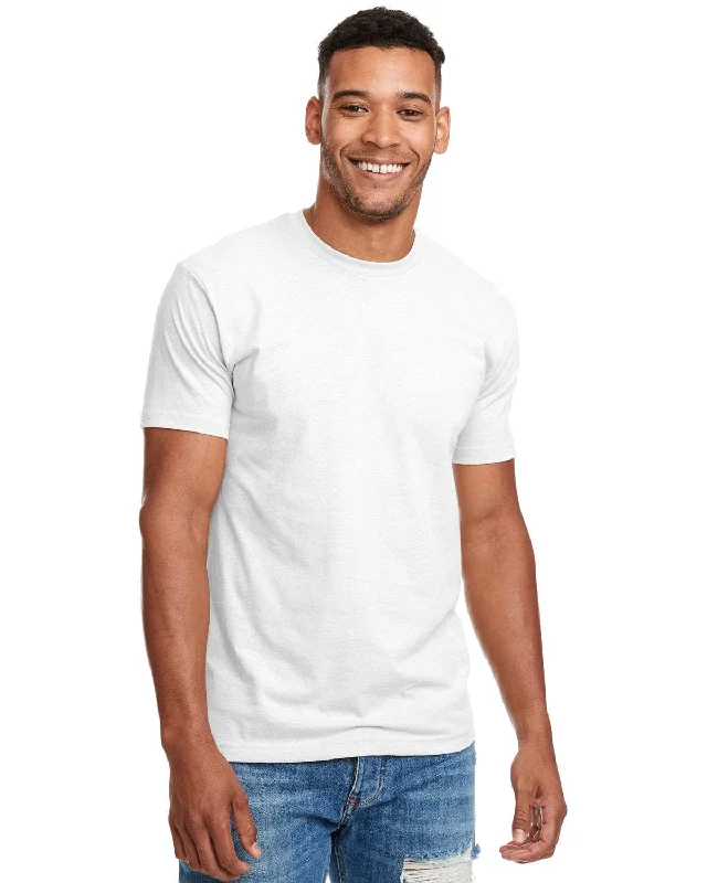 Next Level Mens CVC Crewneck Tee | White Notch Collar Peter Pan Collar Cowl Neck