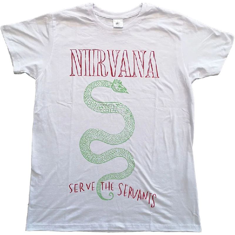 Nirvana | Official Band T-Shirt | Serve The Servants Notch Collar Peter Pan Collar Cowl Neck Nirvana | Official Band T-Shirt | Serve The Servants Notch Collar Peter Pan Collar Cowl Neck