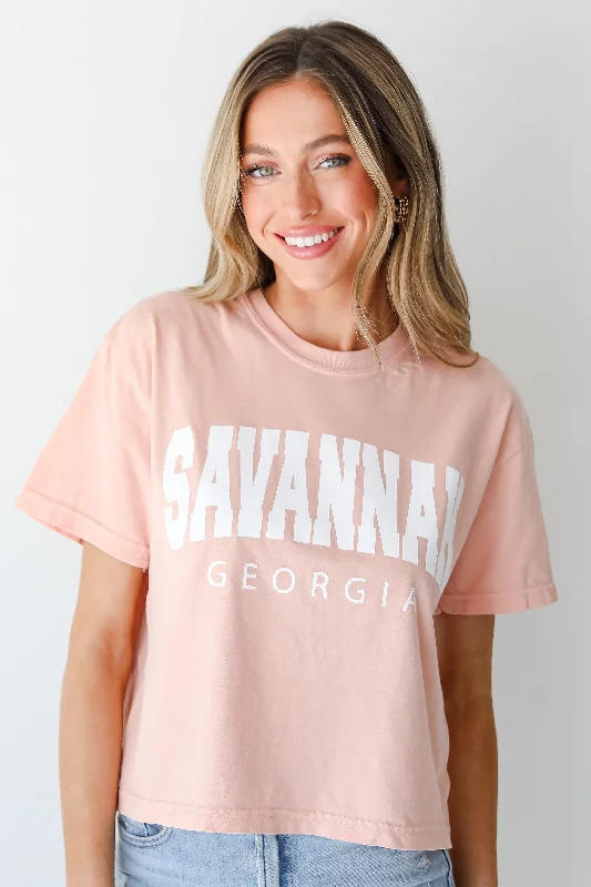 Peach Savannah Georgia Cropped Tee Hooded Caped Shawl Collar