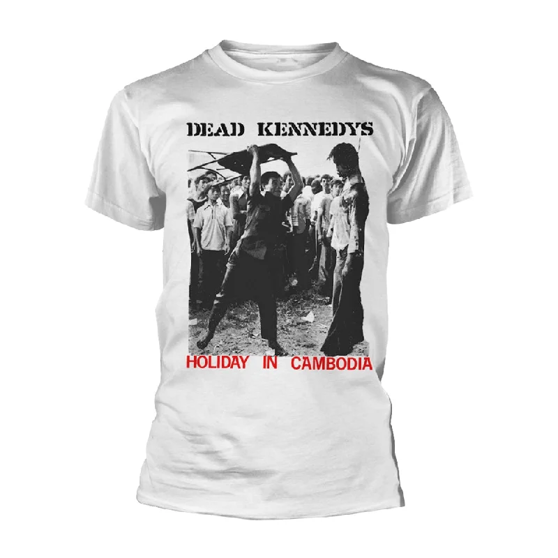 Dead Kennedys Unisex T-shirt: Holiday In Cambodia (White) Handmade Hand-knitted Hand-woven