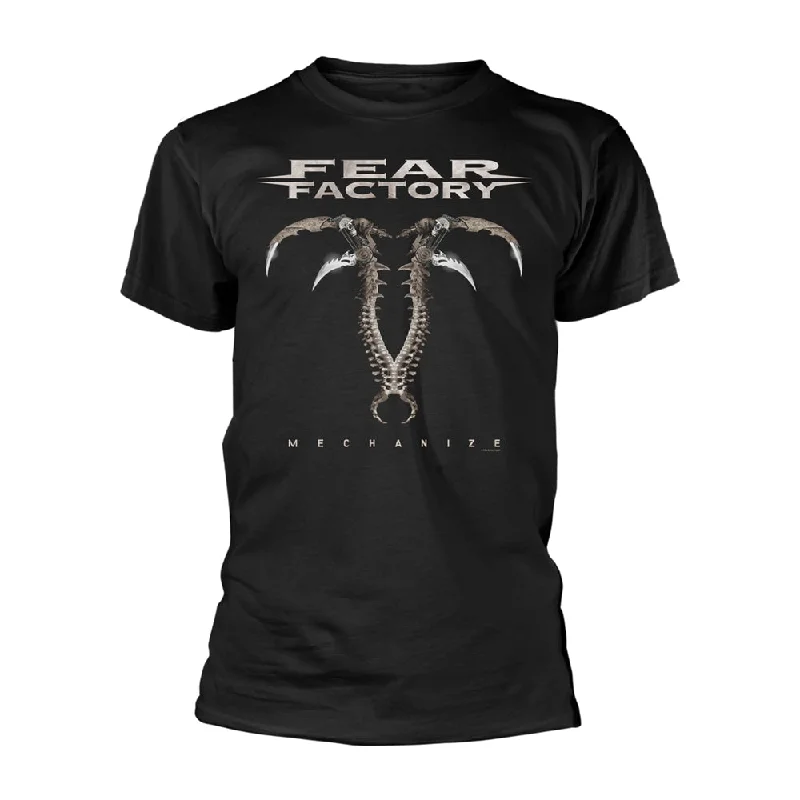 Fear Factory Unisex T-shirt: Mechanize (back print) Notch Collar Peter Pan Collar Cowl Neck