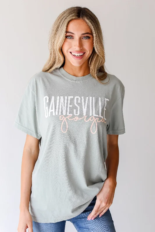 Sage Gainesville Georgia Script Tee Fitted T-Shirt Seamless Stretchy