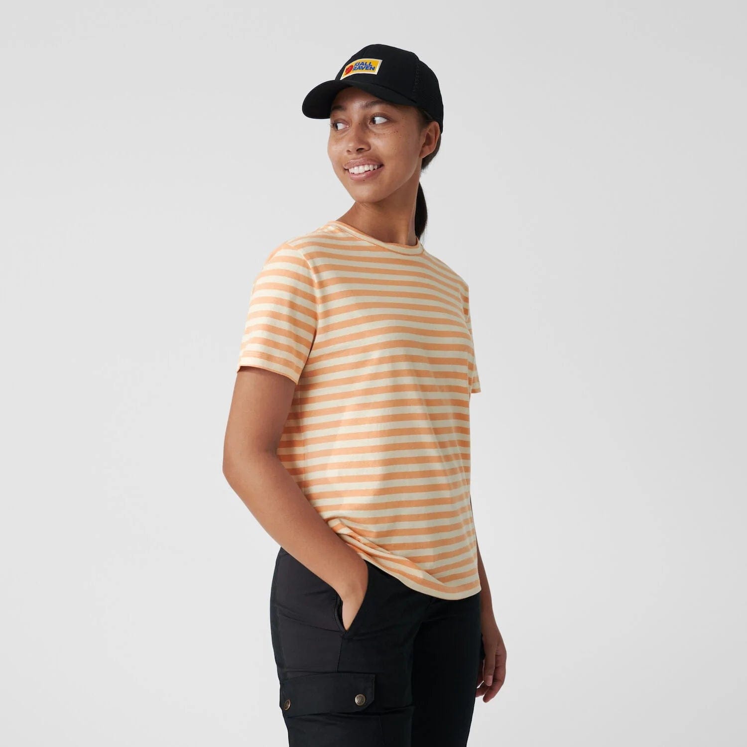 Striped T-shirt W Fleece Fabric Down Fabric Feather Fabric