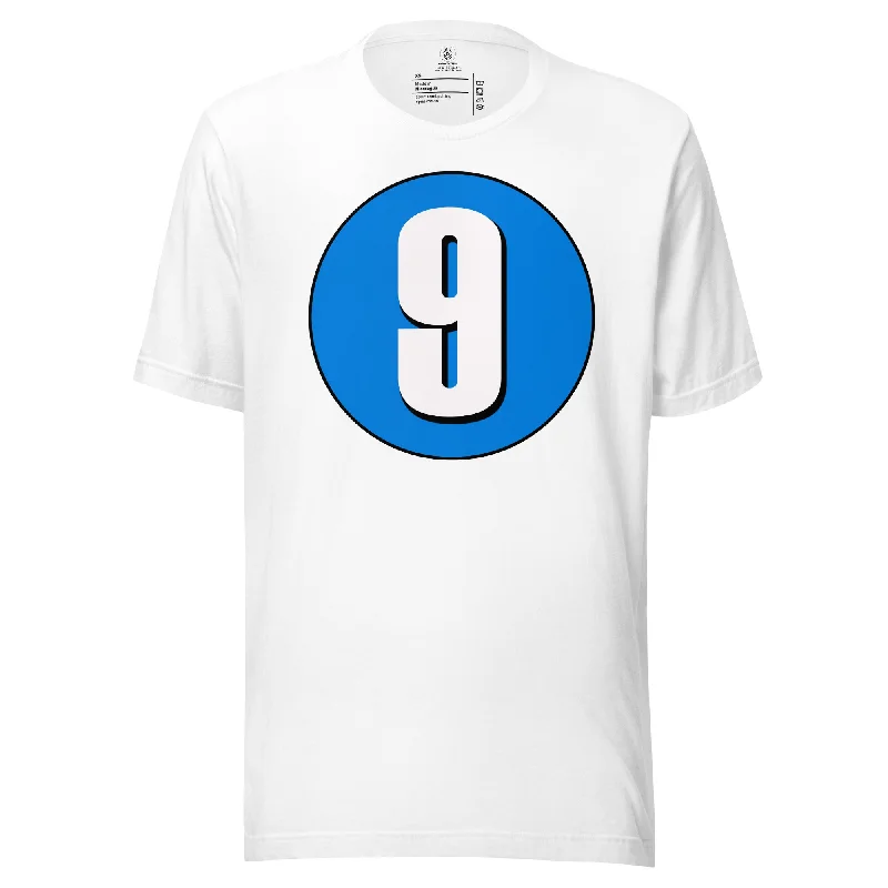 Unisex t-shirt: White on Blue 9 Beaded Sequined Faux Fur