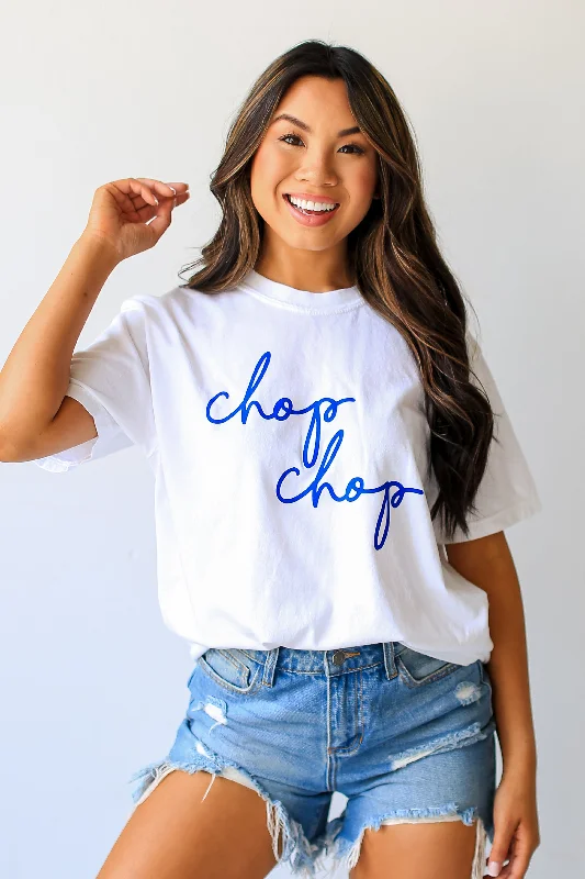 White Chop Chop Tee Spandex Blend Rayon Blend Denim Blend