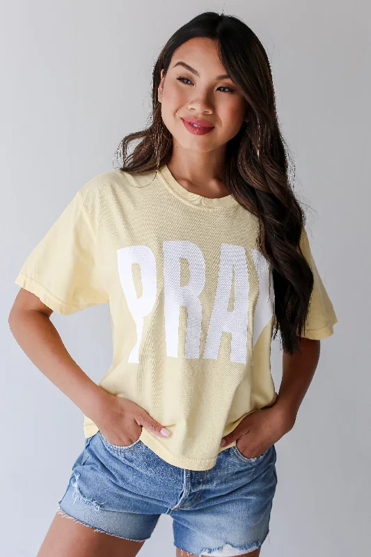 Yellow Pray Cropped Tee Elegant Classic Vintage