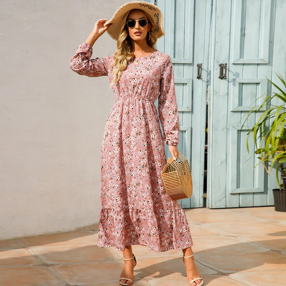 2023 Sping Summer Bohemian Women Maxi Dress Casual Long Sleeve High Waist Beach Woman Chiffon Dresses Floral Vestidoes Mujer New Fashionable Asymmetrical Maxi Dress 2023 Sping Summer Bohemian Women Maxi Dress Casual Long Sleeve High Waist Beach Woman Chiffon Dresses Floral Vestidoes Mujer New Fashionable Asymmetrical Maxi Dress