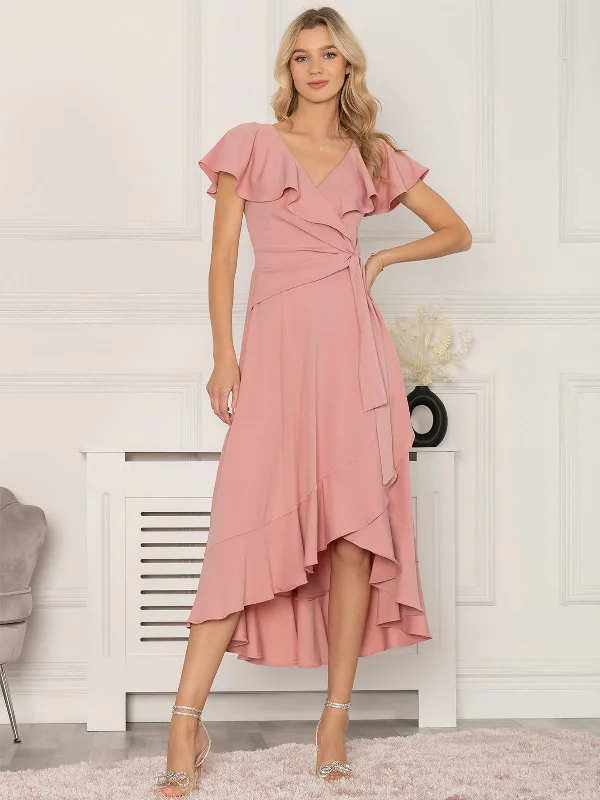Jolie Moi Alleigh Frill Maxi Dress, Dusty Pink Chic Summer Maxi Dress