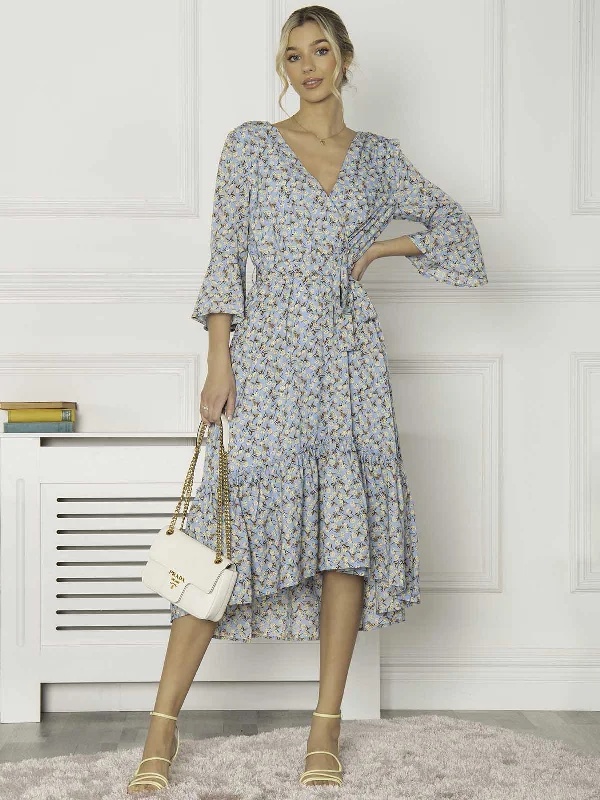 Jolie Moi Geelan Tiered Hem Maxi Dress, Blue Floral Fashionable Halter Neck Maxi Dress Jolie Moi Geelan Tiered Hem Maxi Dress, Blue Floral Fashionable Halter Neck Maxi Dress