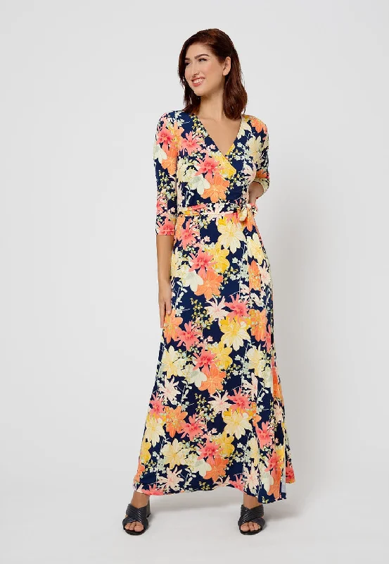 Leota Women's Perfect Wrap Maxi Dress Blue Size Medium Fashionable Printed Maxi Dress Leota Women's Perfect Wrap Maxi Dress Blue Size Medium Fashionable Printed Maxi Dress