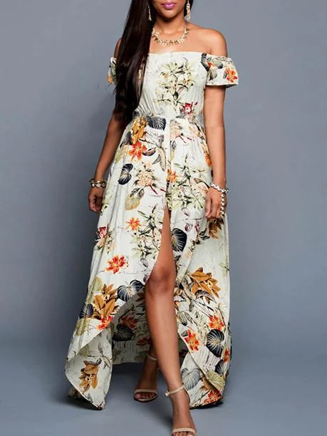 Pretty Sexy Floral-Print Short Sleeve Off-Shoulder Beach Maxi Dress Fashionable Sheer Maxi Dress Pretty Sexy Floral-Print Short Sleeve Off-Shoulder Beach Maxi Dress Fashionable Sheer Maxi Dress