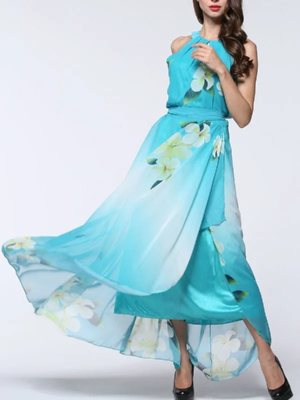 Pretty Sky Blue Floral Plus Size Sleeveless Halter Maxi Dress Chic Summer Maxi Dress Pretty Sky Blue Floral Plus Size Sleeveless Halter Maxi Dress Chic Summer Maxi Dress