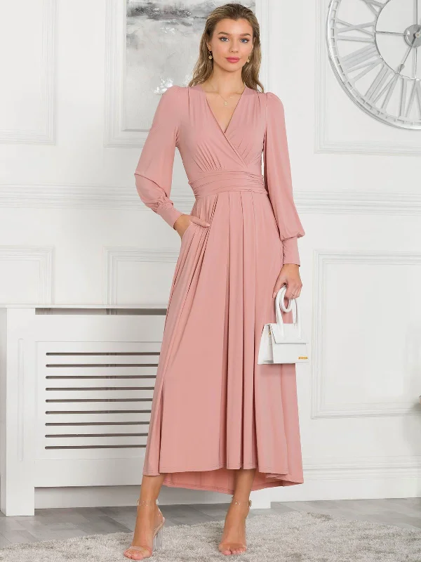Rashelle Jersey Long Sleeve Maxi Dress, Dusty Pink Comfortable Long-Sleeve Maxi Dress Rashelle Jersey Long Sleeve Maxi Dress, Dusty Pink Comfortable Long-Sleeve Maxi Dress
