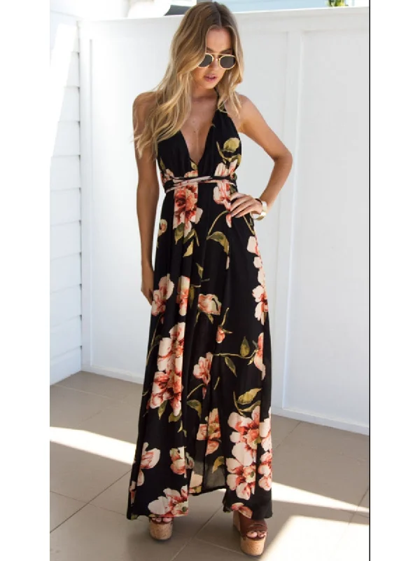 Deep V Neck Backless Spaghetti Strap Floral Casual Maxi Dress Cozy Knitted Maxi Dress Deep V Neck Backless Spaghetti Strap Floral Casual Maxi Dress Cozy Knitted Maxi Dress