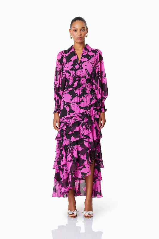 Yuna Hilo Maxi Dress In Pink Trendy Short Sleeve Maxi Dress