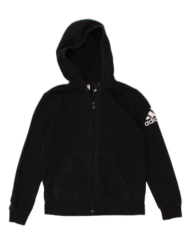 ADIDAS Boys Graphic Zip Hoodie Sweater 11-12 Years Black Hoodie with Mock Neck Collared Structured ADIDAS Boys Graphic Zip Hoodie Sweater 11-12 Years Black Hoodie with Mock Neck Collared Structured