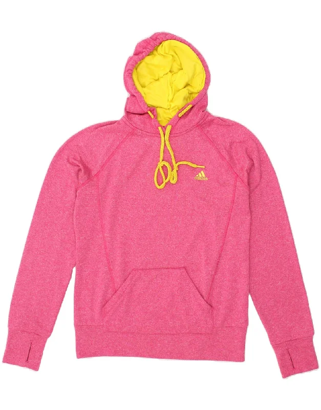 ADIDAS Womens Hoodie Jumper UK 10 Small Pink Flecked Polyester Cotton Hoodie Fleece Lining Warmth ADIDAS Womens Hoodie Jumper UK 10 Small Pink Flecked Polyester Cotton Hoodie Fleece Lining Warmth