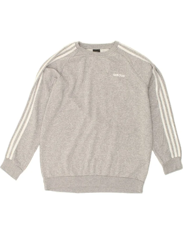 ADIDAS Womens Oversized Sweatshirt Jumper UK 8/10 Small Grey Cotton Hoodie with Hem Elastic Stretchable Comfortable ADIDAS Womens Oversized Sweatshirt Jumper UK 8/10 Small Grey Cotton Hoodie with Hem Elastic Stretchable Comfortable