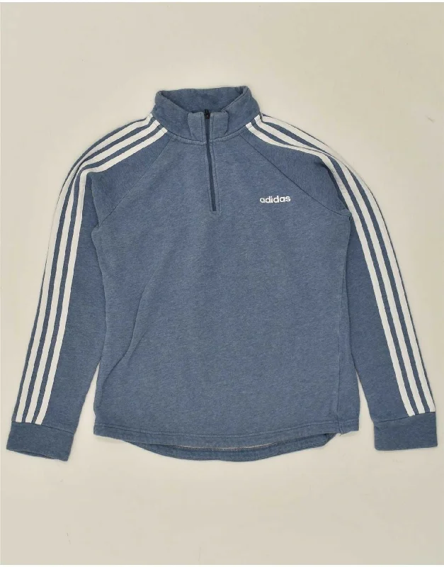 ADIDAS Womens Zip Neck Sweatshirt Jumper UK 12/14 Medium Blue Cotton Hoodie with Pastel Soft Subtle ADIDAS Womens Zip Neck Sweatshirt Jumper UK 12/14 Medium Blue Cotton Hoodie with Pastel Soft Subtle