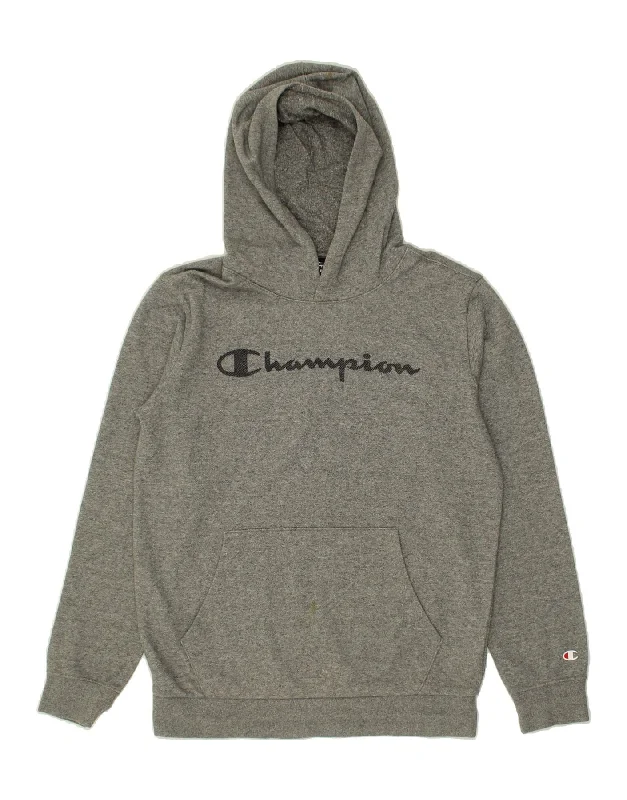CHAMPION Boys Graphic Hoodie Jumper 13-14 Years XL Grey Cotton Hoodie with Tie-Dye Psychedelic Retro CHAMPION Boys Graphic Hoodie Jumper 13-14 Years XL Grey Cotton Hoodie with Tie-Dye Psychedelic Retro