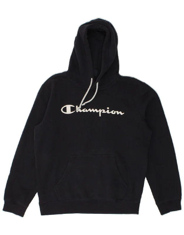 CHAMPION Mens Graphic Hoodie Jumper Large Navy Blue Cotton Hoodie with Camouflage Military Edgy CHAMPION Mens Graphic Hoodie Jumper Large Navy Blue Cotton Hoodie with Camouflage Military Edgy