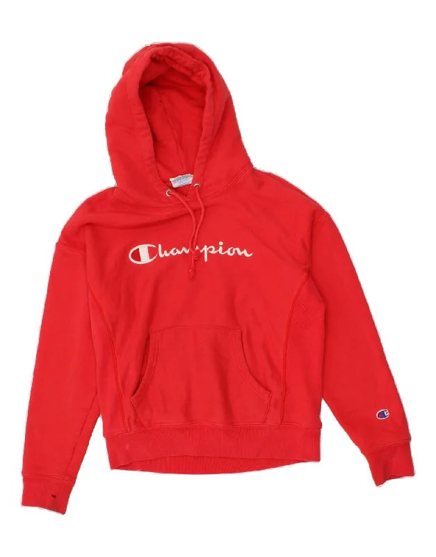 CHAMPION Womens Oversized Graphic Hoodie Jumper UK 10 Small Red Cotton Hoodie with Slim Fit Tailored Modern CHAMPION Womens Oversized Graphic Hoodie Jumper UK 10 Small Red Cotton Hoodie with Slim Fit Tailored Modern