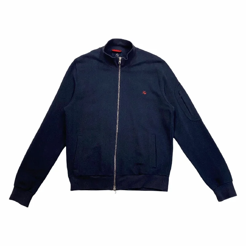 Fay High Neck Zip Sweatshirt Jacket | Vintage Designer Sportswear Navy Blue VTG Hoodie with Applique Textured Unique Fay High Neck Zip Sweatshirt Jacket | Vintage Designer Sportswear Navy Blue VTG Hoodie with Applique Textured Unique