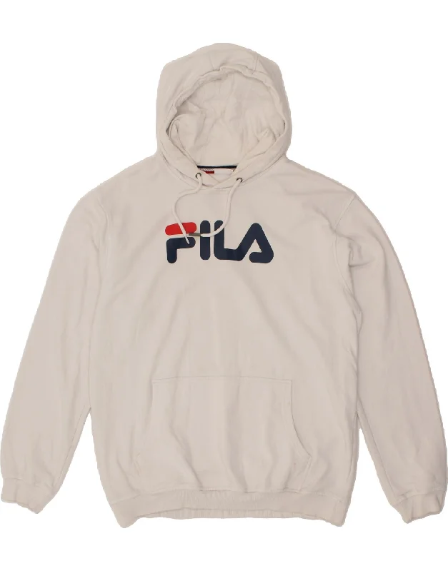 FILA Mens Graphic Hoodie Jumper XL White Cotton Hoodie with Hem Detail Decorative Unique FILA Mens Graphic Hoodie Jumper XL White Cotton Hoodie with Hem Detail Decorative Unique
