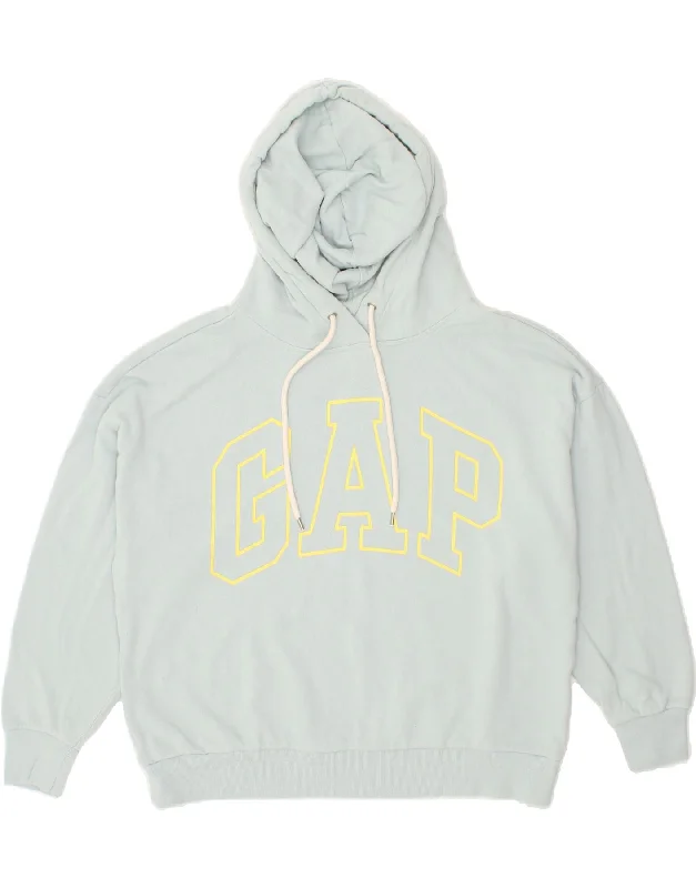 GAP Womens Oversized Graphic Hoodie Jumper UK 16 Large Blue Cotton Hoodie with Button Classic Timeless GAP Womens Oversized Graphic Hoodie Jumper UK 16 Large Blue Cotton Hoodie with Button Classic Timeless